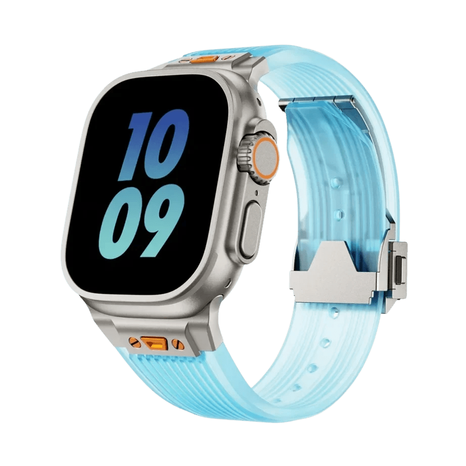 Blue Transparent Luxury Hublot Style Band By Shopyholy Compatible For Apple Watch