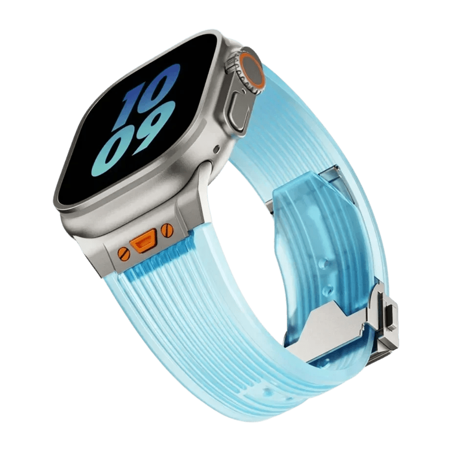 Blue Transparent Luxury Hublot Style Band By Shopyholy Compatible For Apple Watch