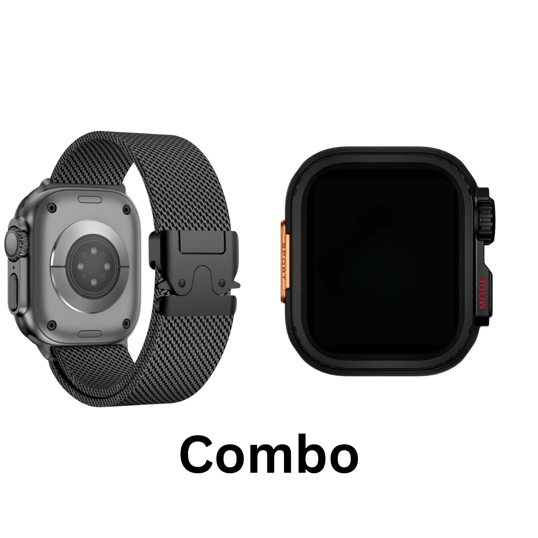 Combo Luxury Titanium Milanese Band + Ultra Metal Case By Regale Concept Compatible For Apple Watch