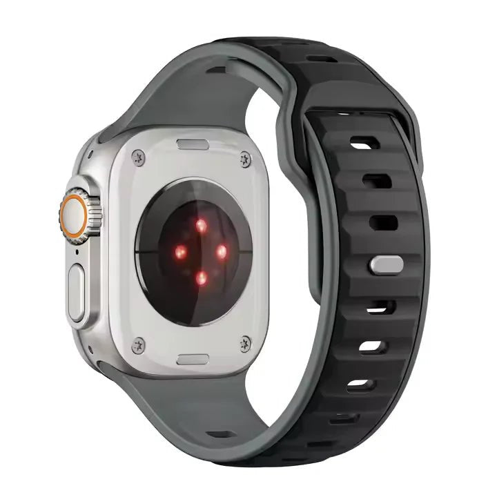 Gray - Black FKM Silicone Sports Bands By Regale Concept Compatible For Apple Watch