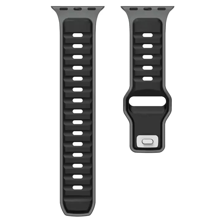 Gray - Black FKM Silicone Sports Bands By Regale Concept Compatible For Apple Watch